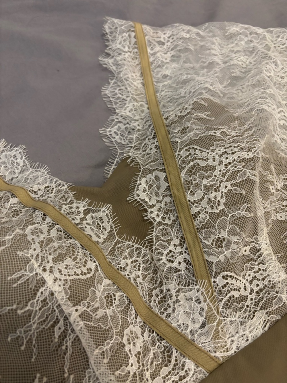 Sage Green Maxi Dress with Delicate White Lace Overlay - Picture 4 of 6